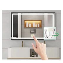 Intelligenter Spiegel-Touch-Schalter, 110–240 V, breite Spannung, dringt 5 mm Glas dringt, mit blauer LED-Anzeigeleuchte, Badezimmerspiegelschalter