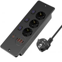 Integrierte EU-Desktop-Stromversorgungsplatine mit individuellen Schaltern, 4 USB-Anschlüssen, Schnelllade-Netzteil, 2-Meter-Kabelverlängerung