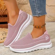 Atmungsaktive Damen-Slip-On-Sneaker mit weicher Sohle, bequeme, leichte Freizeitschuhe für alltägliches Gehen, Low-Top