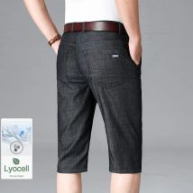 2024 sommer Dünne Lose Jeans Männlichen Klassischen männer Stretch Gerade Denim Shorts Business Casual Mode Shorts Große Größe 44 46