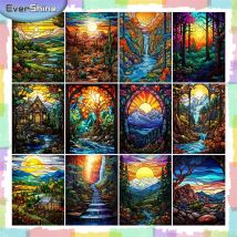 Ever shine Diamant Malerei Baum Berg Full Drill Craft Kit Stickerei Landschaft Natur Diamant Mosaik Glasmalerei Wand kunst