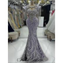 2024 Newest Lavender Prom Dresses Crystals Dubai Celebrity Dresses Women Cocktail Party Dresses Vestidos Femenino Birthday Gowns
