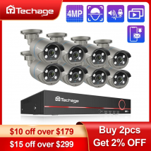 Techage 8CH HD 4MP POE NVR Kit sistema de seguridad CCTV H.265 detección facial cámara IP de Audio bidireccional para exteriores conjunto de videovigilancia P2P