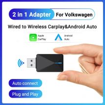 Verkabelt mit kabelloser 2-in-1-Mini-AI-Box für Volkswagen CarPlay und Android Auto 5 GHz WiFi5-Übertragungsgeschwindigkeit Plug-and-Play