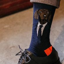 CHAOZHU 1 Pair Mr. Dog Cool Fashion Cartoon Dog Wearring Suit Jacket Casual Unisex Jacqaurd Business Funny Socks