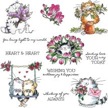 Mangocraft Niedliche Kätzchen, Katzen und Blumen, transparenter Stempel, DIY, Scrapbooking, Zubehör, Silikonstempel für Kartenherstellung, Alben, Basteln, Dekor