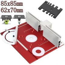 Aluminium-Frästisch-Einsatzplatte mit Gehrungslehre, 62 x 70 mm, 85 x 85 mm, für Holzbearbeitungsbänke, Tischkreissäge, Trimmer, Graviermaschine