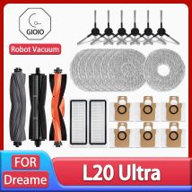 Per Dreame L20 Ultra Robot Aspirapolvere Pezzi di ricambio Gomma Spazzole laterali principali Panni Mop Filtri HEPA Sacchetto per la polvere Accessori di ricambio