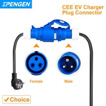 IPENGEN EV Caricabatterie CEE Spina femmina Adattatore a 3 pin Connessione impermeabile Presa per montaggio a parete Connettiti con caricabatterie 32A 1 fase 7KW