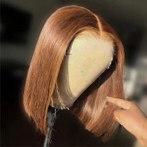 200 Density 8-14 Short Inch #4 Chocolate Brown Colored Bob Wig Human Hair Preplucked Prebleached 13x4 HD Straight Lace Front Wig