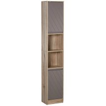 HOMCOM Armario Alto para Baño Columna de Baño con 2 Puertas y 2 Estantes Abiertos Auxiliar de Almacenaje para Salón Recibidor