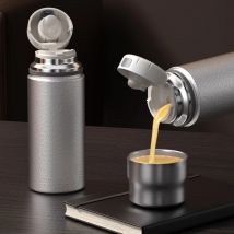 Pop-up-Deckel-Thermoskanne, doppelwandig beschichtet, Titan-Edelstahl, isoliert, 480 ml, Thermo-Tee-Ei, Flasche, Tasse, Kaffeetasse, Becher