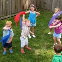 6 stücke bunte früh kindliche Bildung Kinder gymnastik quadratische Schals Sport tanz interaktives Spiel Gaze Schals