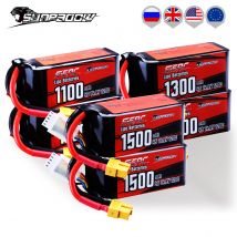 2 confezioni Sunpadow 14.8V 4S Lipo Batteria 1100mAh 1300mAh 1500mAh 120C Confezione morbida con spina XT60 per batterie da corsa modello RC