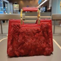 Echtes Leder frauen Handtasche Luxus Mode Echt Kaninchen Haar Einzelnen Schulter Umhängetasche Große Kapazität Tragbare Tragetaschen