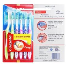 Confezione da 6 spazzolini da denti a setole morbide e medie |   Set da famiglia e da viaggio in stile Colgate |   Maniglia ergonomica unisex