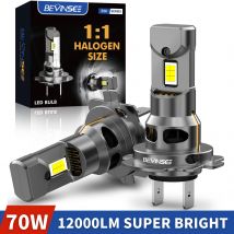 Lampadine per fari a LED BEVINSEE H7 CANBUS 70W 12000LM, lampadine LED H4 H1 H11 dimensioni alogene, Plug&Play, luci a LED HB3 9005 HB4 9006 12V