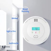 SMARSECUR 10 lat Detektor Dymu i Tlenku Węgla z Zasilaniem Bateryjnym Alarm CO Kombo Powiadomienia Aplikacyjne Certyfikaty CE UL