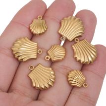 20 teile/los Edelstahl Sea Shell Charms Für Armband, Die Entdeckungen PVD Vergoldet Jakobsmuscheln Anhänger Schmuck Zubehör