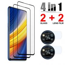 4 in 1 Vetro temperato per Xiaomi Poco M3 Pro X3 NFC X2 Poco F3 F2 M2 Pro pellicola proteggi schermo pellicola per obiettivo per vetro Poco X3 Pro