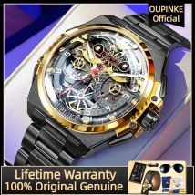 OUPINKE, reloj automático de marca superior para hombre, reloj de pulsera de acero de tungsteno de alta calidad a la moda para hombre, reloj de pulsera hueco con esfera grande de 45mm para hombre