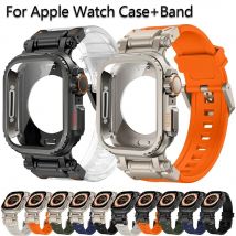 Custodia in metallo + cinturino in gomma per Apple Watch 44mm 45mm Ultra 3 2 Band 49mm Bracciale in silicone per IWatch 11 10 46mm 9 8 7 6 SE 5 4