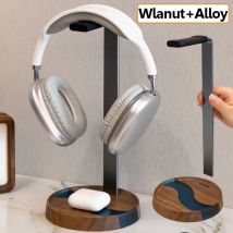 Tragbarer abnehmbarer Kopfhörerständer aus Walnussholz, Aluminiumlegierung, Gaming-Headsets-Halterung für Airpods Max Desktop-Display-Regal