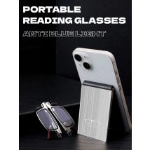 Portable Folding Presbyopic Glasses Anti-Blue Light Reading Glasses Phone Holder Spectacle Eyeglass Ultra Thin with Case