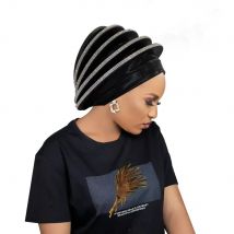 Luxus Diamanten Spirale Baskenmütze Turban für Frauen Afrikanische Dame Kopf Wraps Weibliche Berets Turban Nigeria Kopfschmuck Hochzeit Party Gele