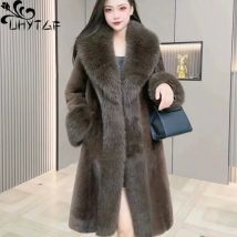 Winter Jacke Koreanische Medium Länge thlmitation Nerz Pelz Gras Fuchs Pelz Kragen High-end-Pelz Jacke Frauen Retro Schlank luxus Mantel 3278