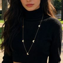 18 Karat vergoldete lange Quastenkette für Damen, minimalistischer geometrischer Metallschmuck, Halskette, Modeschmuck