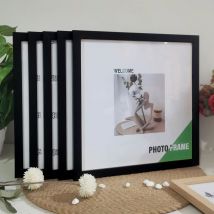 Set di cornici per foto quadrate da 5 pezzi - 15/20/25/30 cm, parete in legno e tavolo, decorazioni per la casa, regalo commemorativo per matrimoni/pareti di cancelleria (4 dimensioni