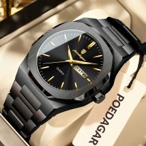 POEDAGAR Mode Marke Mann Uhr Leuchtende Wasserdichte Edelstahl herren Uhr Datum Woche Quarz Business Uhren Für Männer Reloj