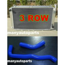 Radiatore in alluminio a 3 file + tubo blu per NISSAN GQ PATROL Y60 4.2L benzina TB42E MT