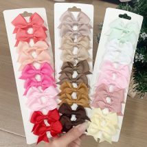 10 sztuk/zestaw nowe śliczne solidna wstążka Bowknot spinki do włosów dla dziewczynek ręcznie