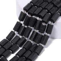 8-11mm Irregular Column Natural Stone Matt Black Tourmaline Beads Tube Spacer Beads for Jewelry Making DIY Charms Bracelets