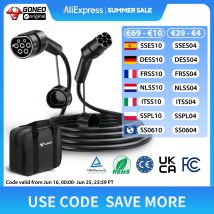 GONEO-Cable de carga EV/PHEV con bolsa de transporte, Cable automático híbrido Tipo 2 trifásico de 11kW / 22kW/7kW, Compatible con vehículos eléctricos