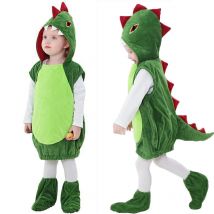 Umorden Green Dinosaur Costume Vest Hoodie for Children Boys Girls Toddler 3-4Y 6-8Y with Foot Covers Halloween Purim Clothes