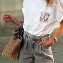 Geschlossen vierund zwanzig sieben internat ionale Briefe drucken Frauen Slogan T-Shirts weiß lose Baumwolle Sommer Kurzarm lässig T-Shirts