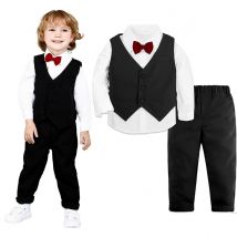 Baby Hochzeit Outfit Junge Kleinkind Taufe Anzug Kinder Geburtstag Party Ostern Geschenk Kleidung Säuglings Gentleman Weihnachten Kleidung Set 3PCS