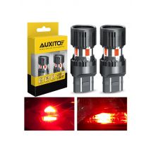 AUXITO 2Pcs 7443 LED Red T20 W21/5W LED Canbus Error Free Brake Light With Turbo Fan Super Bright Tail Light Bulb 12V Car Lamp