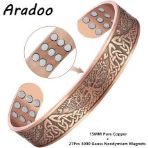 ARADOO Life Tree Pure Copper 27Pcs Neodymium Magnets Bracelets Copper Bangle Jewelry Gifts