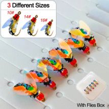 5/15 Teile/schachtel Realistische Künstliche Bionic Fliegen Köder Locken für Angeln Forelle Karpfen Laser Doppel Geflügelte Fliegen Fliegen Angeln locken Köder