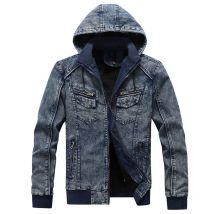 Mäntel Männer Wolle Liner Dicke Männer Blau Winter Jean Jacken Oberbekleidung Warme Hoodies Denim Winter Denim Mit Kapuze Jacken für Männer MY231
