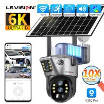 LS VISION 6K 10X Zoom WiFi Dual Screen Solar Sicherheit Kamera Outdoor Drei Objektiv PTZ Menschliches Auto Tracking CCTV Kamera V380 Pro APP