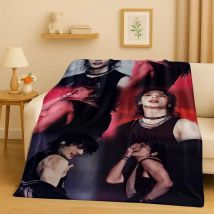 3D Kpop Hyunjin Star Art Flannel Blanket,Ultra Soft Warm Plush Throw for Home Bedroom Bed Sofa Cover Office Travel Camping Gift