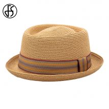 FS Cowboy Jazz Hut Pork Pie Strohhüte für Frauen Männer Unisex Frühling Sommer Outdoor Sonnenschutz Gentleman Gangster Paname Cap