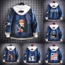 Sukuna Satoru Gojo Kugisaki Nobara Jujutsu Kaisen giacca di jeans Anime Fifures Streetwear Hole Coat Sudadera Jean costumi Cosplay