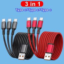 Cavo USB 3 in1 a 3 × Tipo - C 100W 6A ricarica rapida per Samsung S24 Xiaomi Huawei telefono Android USB c Trasmissione dati ad alta velocità