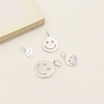 100 % echtes Sterling-925-Silber, Zubehör, lächelndes Gesicht, Charm-Anhänger für Armbänder und Halsketten, DIY-Material für Schmuck
